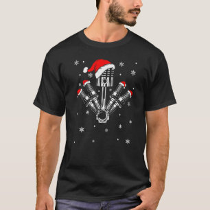 Camiseta Piston Auto Plug Santa Hat Bike Car Mechanic Chris