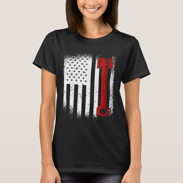 Camiseta Pistón De Pistón De Bandera De Los Ee.Uu. Para Cua (Anverso)