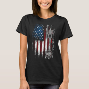 Camiseta Pistón de Piston Músculo-Coche con Bandera Doloros