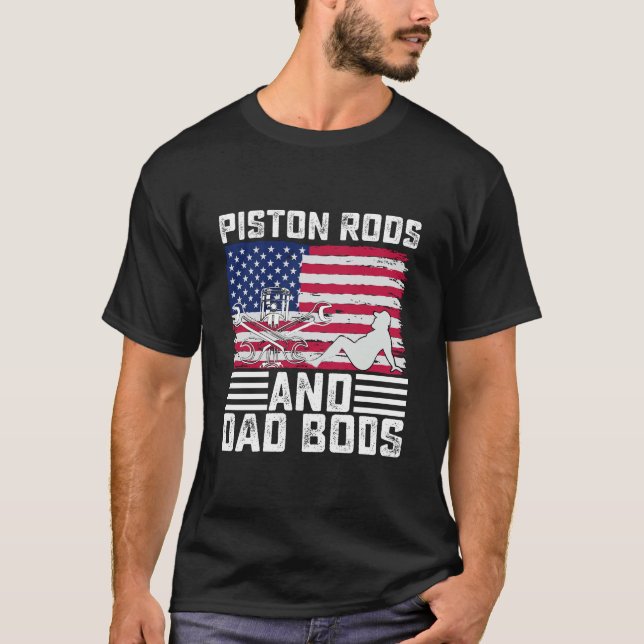 Camiseta Piston Rods Y Dad Bods Mechanic Eeuu 4 De Julio (Anverso)