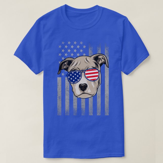 Camiseta Pit Bull 4 de Julio Patriótico de Merica (Diseño del anverso)