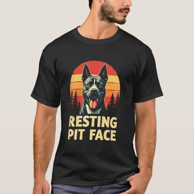 Camiseta Pit Bull Alegre Divertido - Cara de Pit Relajada (Anverso)