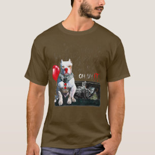 Camiseta Pit Bull Dog Clown Oh It Rain Balloon Funny Hallow