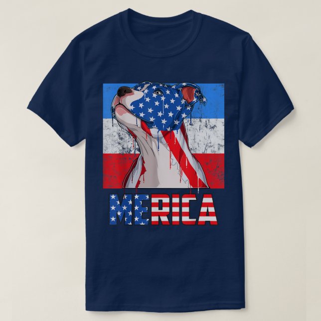 Camiseta Pit Bull Dog Patriotic USA 4th of July American Fl (Diseño del anverso)