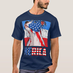 Camiseta Pit Bull Dog Patriotic USA 4th of July American Fl