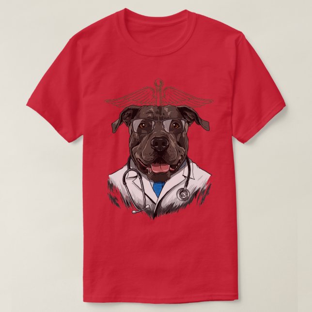 Camiseta Pit Bull Dogtor Vet Veterinario Médica de Perro (Diseño del anverso)