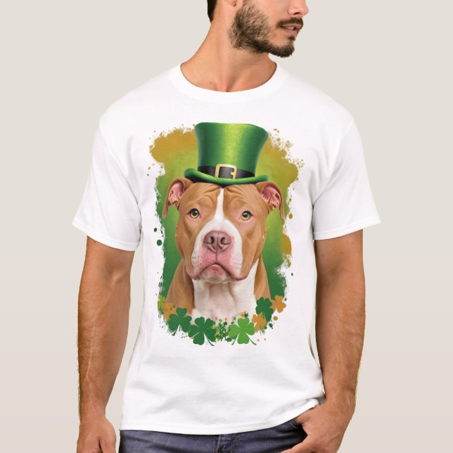Camiseta Pit Bull Leprechaun St Patricks Day Dog Dueño (Anverso)
