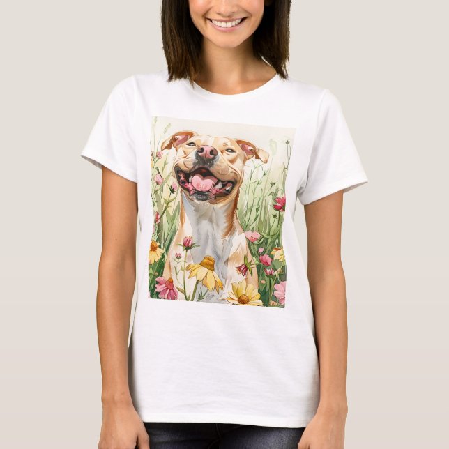 Camiseta Pit Bull Mom Tee – Watercolor (Anverso)
