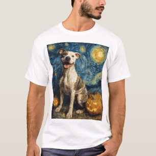 Camiseta Pit Bull Perro Lindo Halloween Jack O Lantern Cala