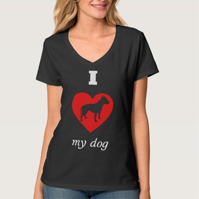 Camiseta Pit Bull Terrier Me Encanta Mi Perro (Anverso)