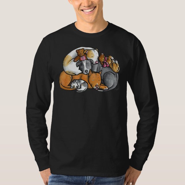 Camiseta Pit Bull Terrier Perros Durmiendo Pile (Anverso)