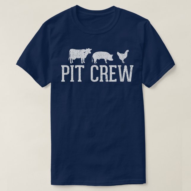 Camiseta Pit Crew Cow Pig Chicken Barbecue  (Diseño del anverso)