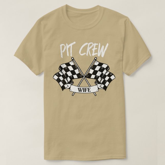 Camiseta Pit Crew Wife Checkered Flag Racing Family  (Diseño del anverso)