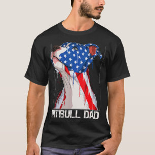 Camiseta Pitbull 4 De Julio Hombres Pitbull Dad American Fl