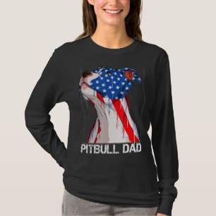 Camiseta Pitbull 4 De Julio Hombres Pitbull Dad American Fl