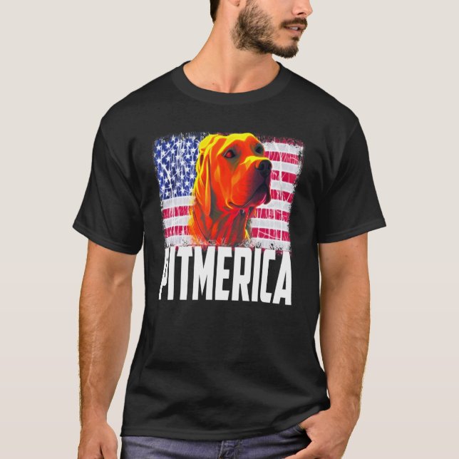 Camiseta Pitbull American Flag Dog Mom Dad Patriotic  Terri (Anverso)