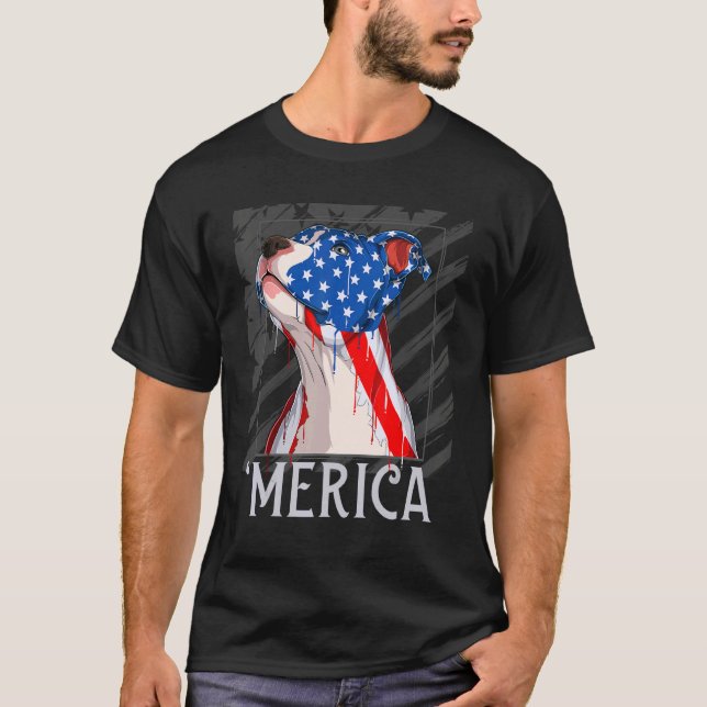 Camiseta Pitbull Americano 4 De Julio Perro Merica Usa Fl (Anverso)