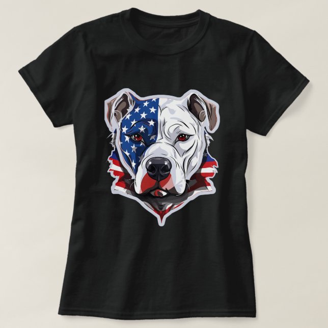 Camiseta Pitbull americano con fondo de la bandera de los E (Diseño del anverso)
