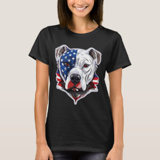 Camiseta Pitbull americano con fondo de la bandera de los E