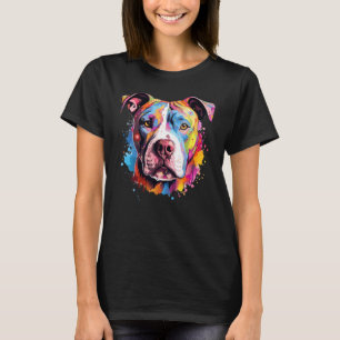 Camiseta Pitbull Arte de Salpicaduras de Perro Colorido