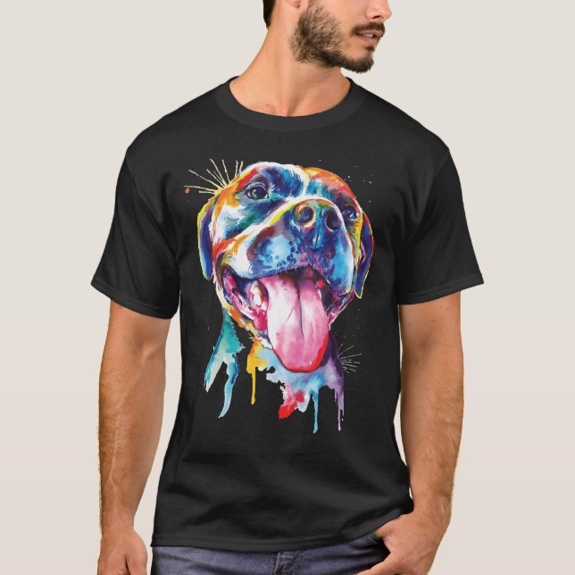 Camiseta Pitbull Artistic Colorful Dog Raza Pit Bull Splas (Anverso)
