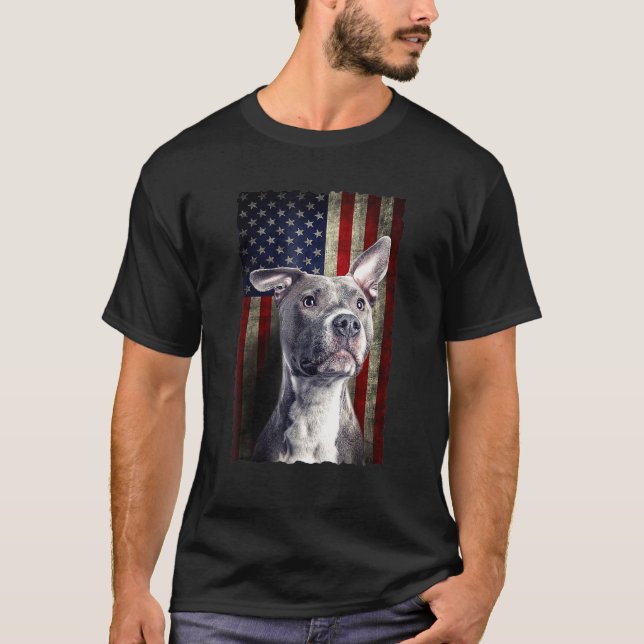 Camiseta Pitbull Bandera Americana Estados Unidos Perro Pat (Anverso)