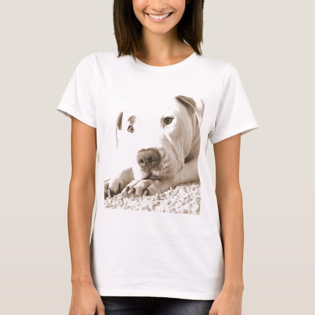 Camiseta pitbull blanco amistoso soñoliento odio hecho no r (Anverso)
