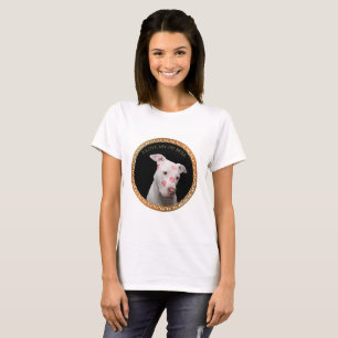 Camiseta Pitbull blanco con besos del rojo por todo su cara
