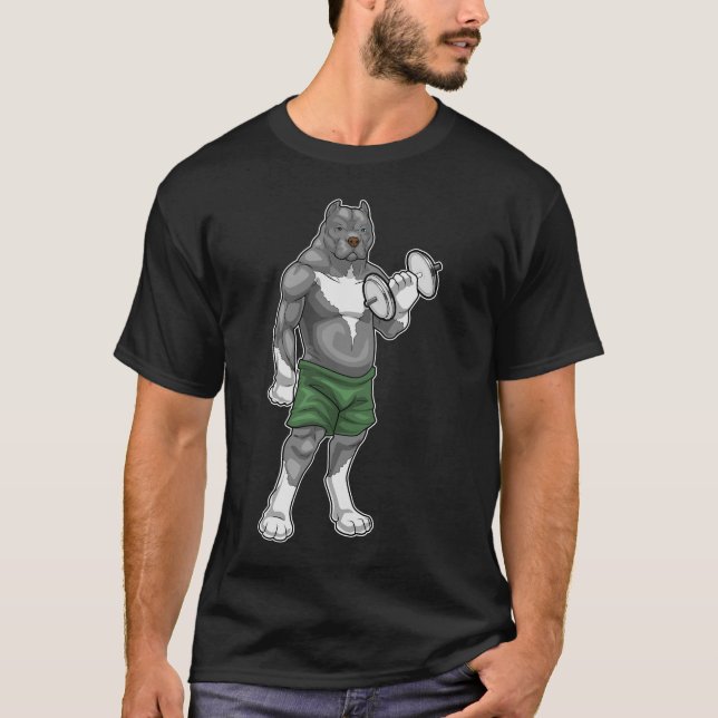 Camiseta Pitbull Bodybuilder Dumbbell Bodybuilding (Anverso)