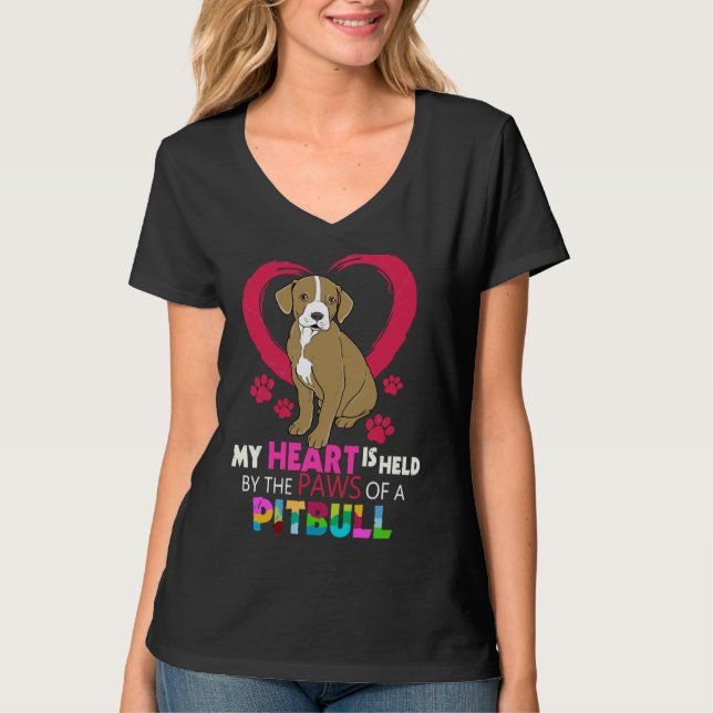 Camiseta Pitbull Bull Terrier Corazón En Los Paws Pitbull (Anverso)