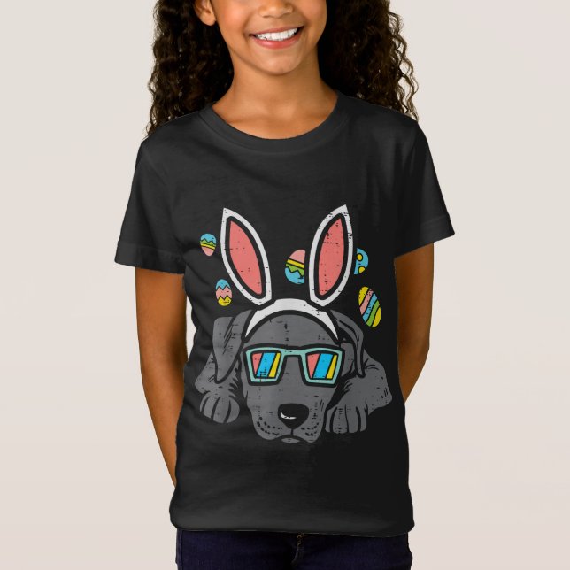 Camiseta Pitbull Bunny Ears Glasses Easter Eggs Cute Dog Ow (Anverso)