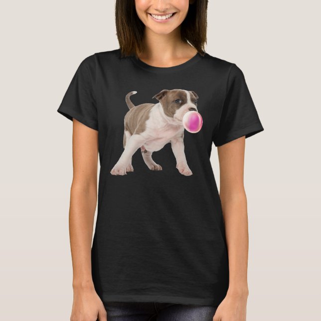 Camiseta Pitbull Chews Gum Bubble Dogpies (Anverso)