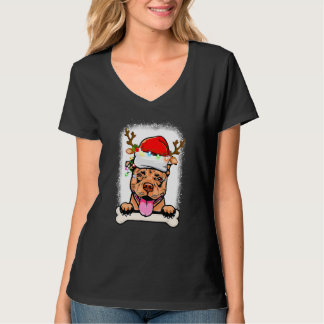 Camiseta PitBull Christmas Decorations Pajama Santa Hat Tre