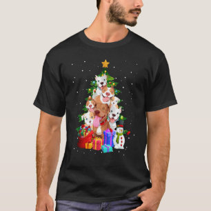 Camiseta Pitbull Christmas Tree Lights Dog