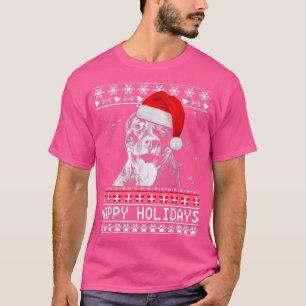 Camiseta Pitbull Cute Felices Fiestas Navidades Perro Lover