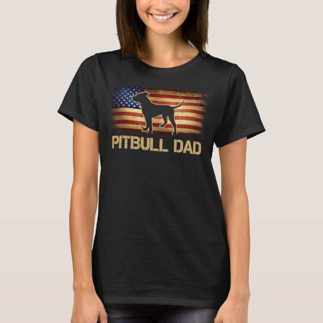 Camiseta Pitbull Dad American Flag Perro Patriótico (Anverso)