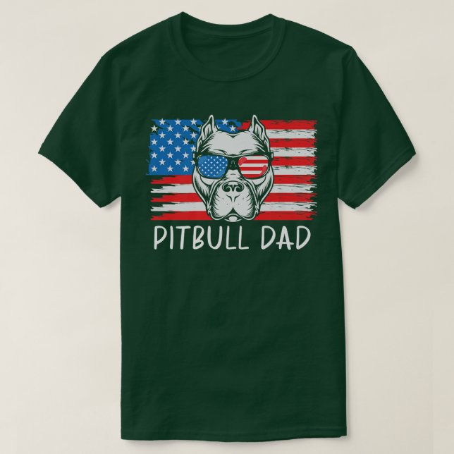 Camiseta Pitbull Dad American Pit Bull Dog US Flag 4th Of J (Diseño del anverso)