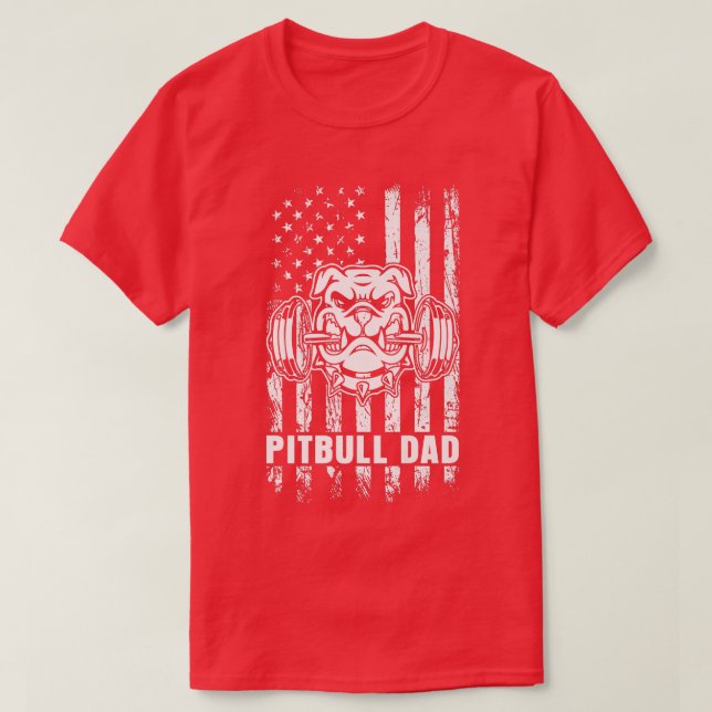 Camiseta Pitbull Dad American Pit Bulldog Bandera Estadouni (Diseño del anverso)
