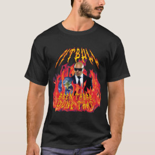 Camiseta pitbull de heavy metal con llamas
