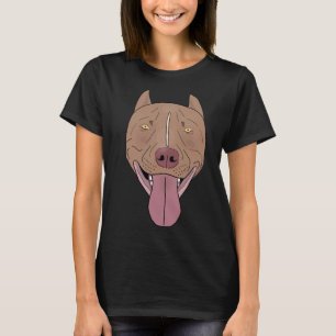 Camiseta Pitbull De La Nariz Roja Sonriente Con Su Lengua F