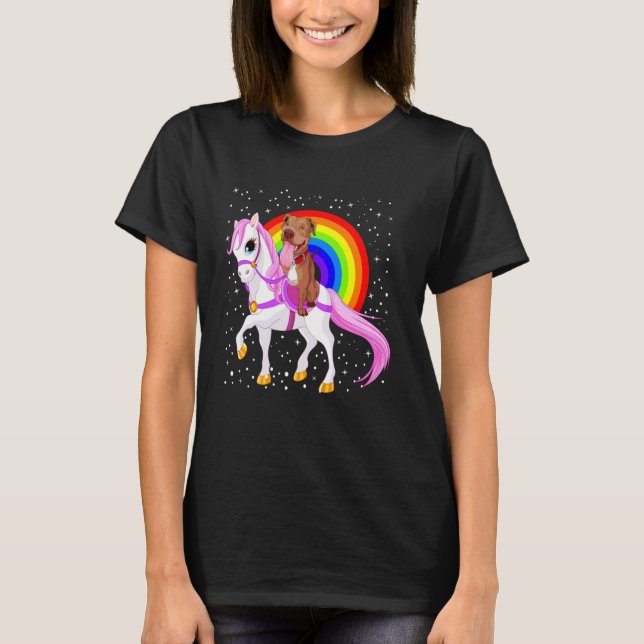 Camiseta Pitbull de moda Caballo Arcoíris (Anverso)