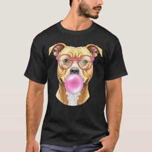 Camiseta Pitbull de moda Pink Bubble Gum Pitbull lindo para