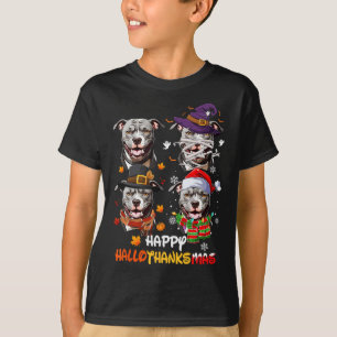 Camiseta Pitbull Dog Hallothanksmas Halloween Día de Acción