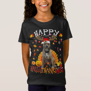 Camiseta Pitbull Dog Happy Hallothanksmas Halloween Thanksg