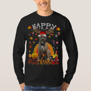 Camiseta Pitbull Dog Happy Hallothanksmas Halloween Thanksg