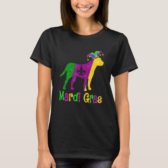 Camiseta Pitbull Dog Lover Mardi Gras Carnival Jester (Anverso)