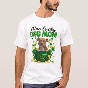 Camiseta Pitbull Dog Mom Irish Green Shamrock St Patrick's
