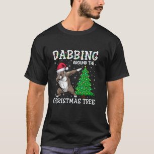 Camiseta Pitbull Dog Santa Hat Dabbing alrededor de los Nav