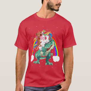 Camiseta Pitbull Dog Unicorn Riding Dinosaur Tre Funny Chri
