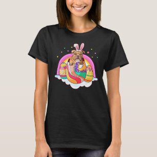 Camiseta Pitbull Easter Bunny Dog Eggs Gracioso Arcoiris